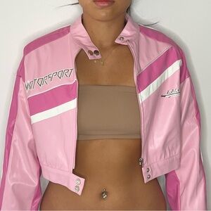 Pink biker leather jacket from PLT size 6